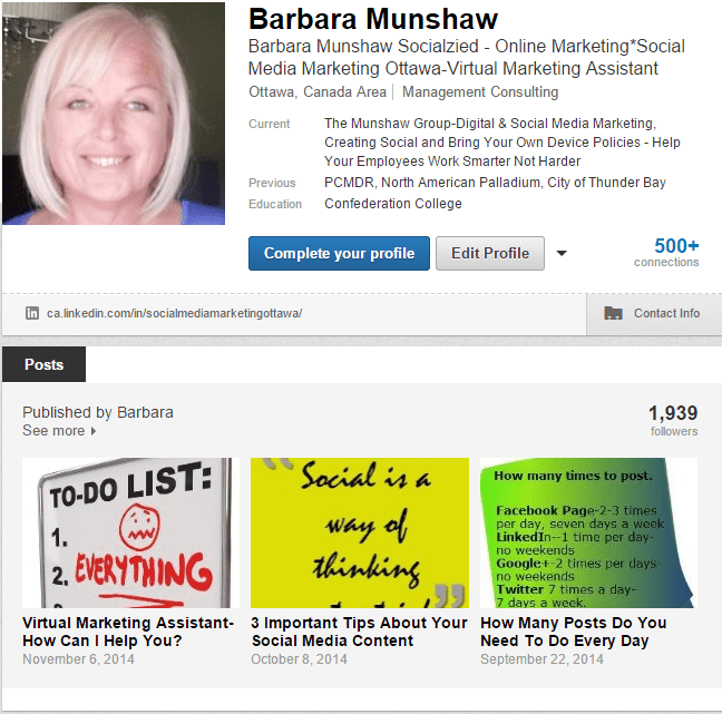 Linked in blog post feature